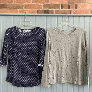 BUNDLE Boden Tee M Blue White Polka Dot